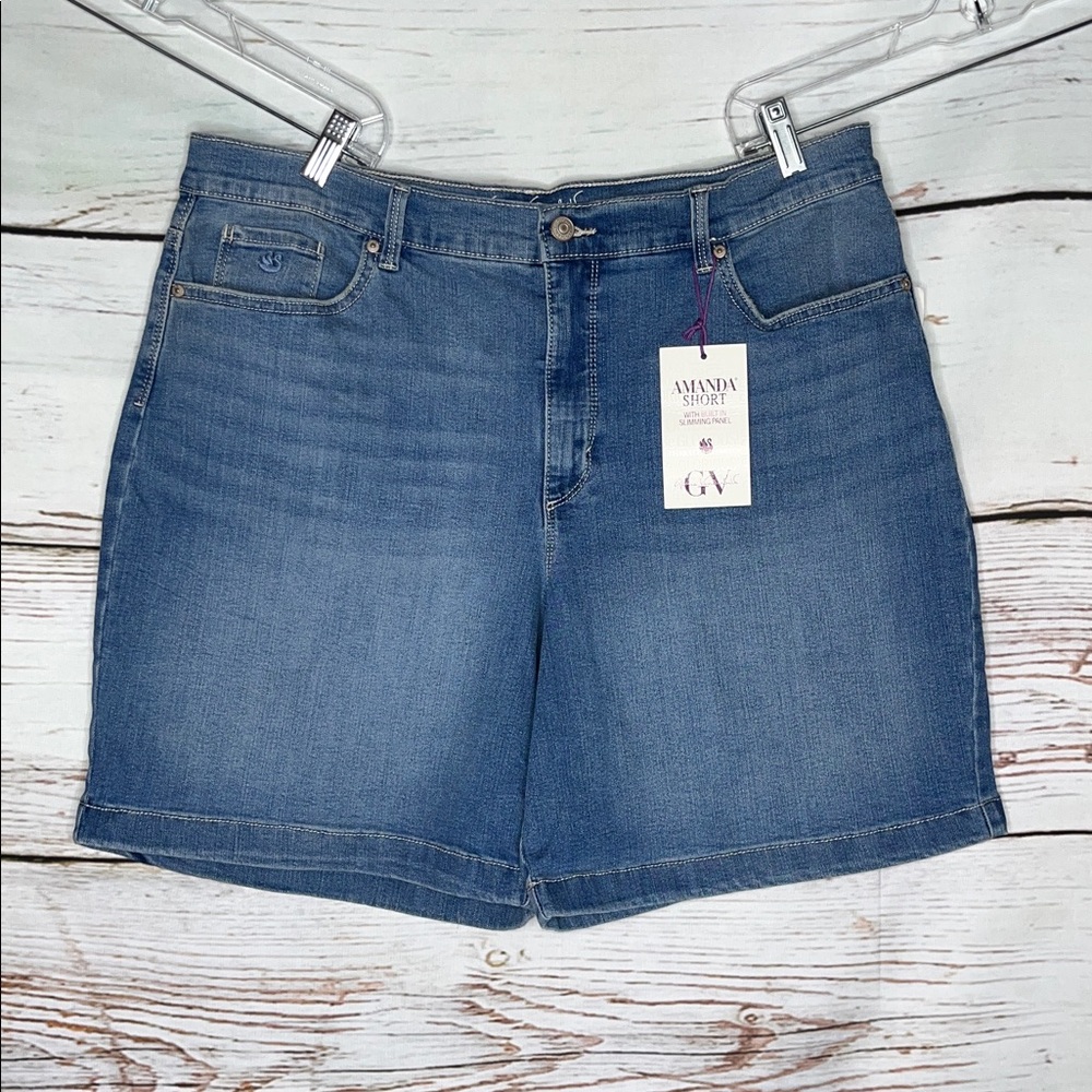Gloria Vanderbilt NWT Size 16 Blue Flex Denim Classic Rise Amanda Jean Shorts